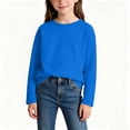 thumbnail image 6 of Boys Soft Cotton T Shirts Long Sleeve Crewneck Loose Fit Casual Kids Basic Tees Tops Blue 8 Years, 6 of 6
