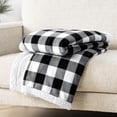 thumbnail image 4 of Black and White Buffalo Plaid Sherpa Throw Blanket for Couch, Plush Checkered Blanket and Throws, Soft Fuzzy Flannel Blanket for Sofa Bed, Warm Cozy Winter Blanket Gift, Checker White, 4 of 7