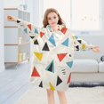 thumbnail image 5 of FORMRS Wearable Blanket Hoodie with Sleeves for Kids Cozy Flannel Sweatshirt, Beige Triangles, 5 of 7