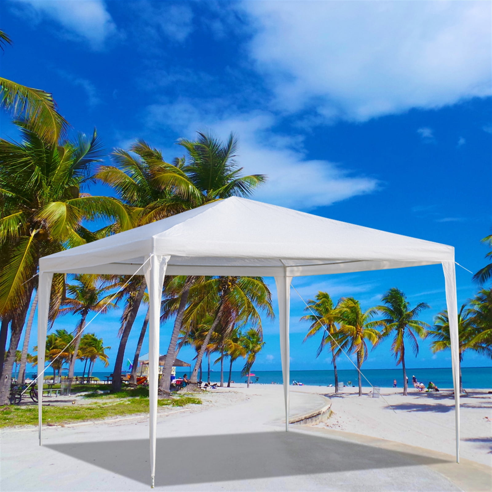 Kepooman 3 x 3m Portable Home Use Waterproof Canopy, Outdoor Sides Party Tent with Spiral Tubes for Party/ Exhibition/ Picnic, White, Three Sides Kepooman 3 x 3m Portable Home Use Waterproof Canopy, Outdoor Sides Party Tent with Spiral Tubes for Party/ Exhibition/ Picnic, White, Three Sides