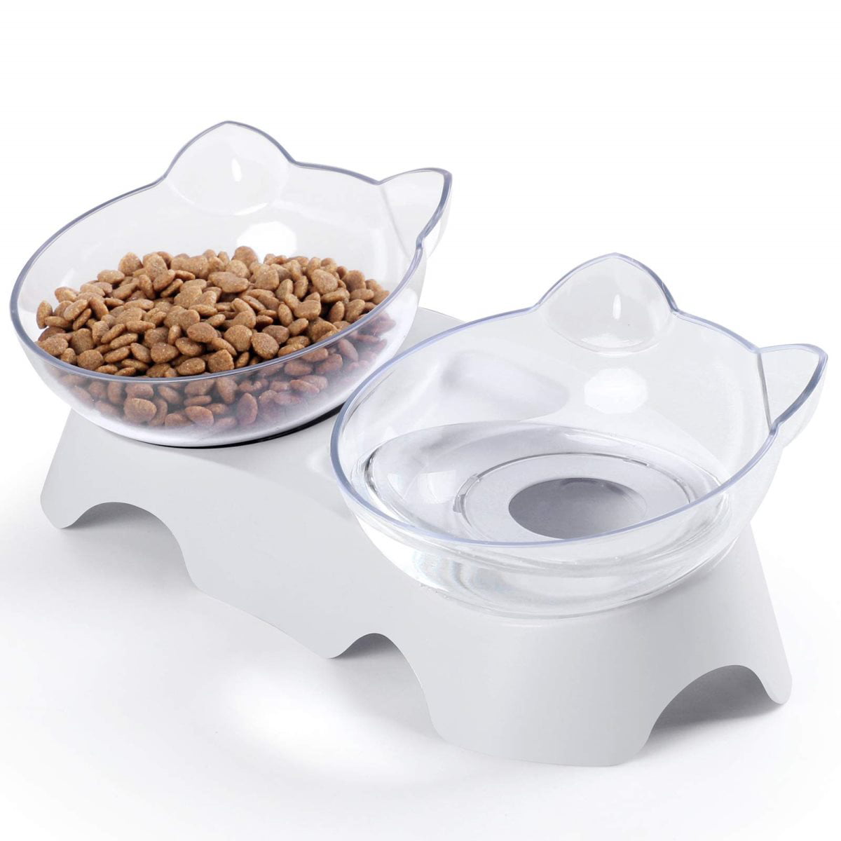 Cat Bowls, Cat Food Bowls Elevated Double Cat Bowls with 15°Tilted