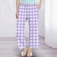 thumbnail image 5 of LIaqionyy Girls Plaid Pants Wide Leg Pants Loose High Waist Elastic Comfy Loose Trousers Pocket Sweatpants, 5 of 7