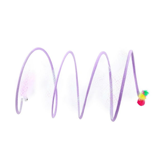 Guardoinrt Foldable Indoor Cat Tunnel S Type Portable Playing Tent Durable Spring Toy Purple L Mouse 1Set