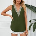 thumbnail image 2 of Chaleco Sin Mangas Top Color Puro Cuello En V Jersey De Encaje Casual Cómodo Camiseta Sin Mangas Para Oficina Trabajo Escuela Fiesta OD Verde XXL, 2 of 6