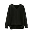 thumbnail image 2 of tarylea Womens Fall Tops Long Sleeve Velvet V Neck Pullover Cinch Cuff Split Hem Shirts Casual Loose Comfy Soft Warm Tops, 2 of 3