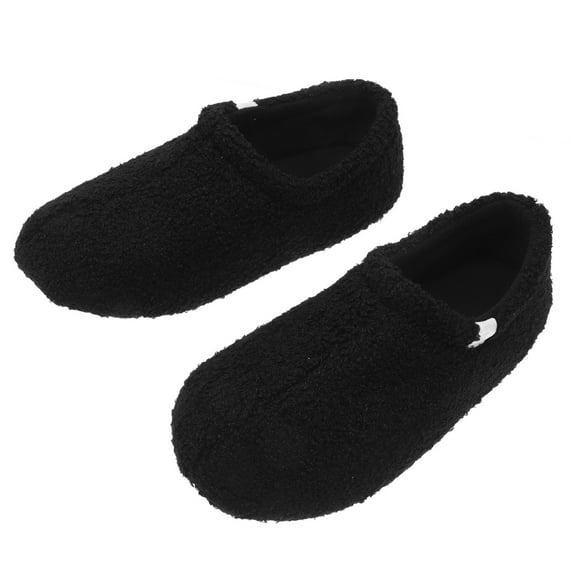 MEIBUTYUP Plush Memory Foam Slippers for Men Black Cozy Indoor Comfort