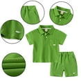 thumbnail image 7 of LYMAYTER Kids Toddler Boys T-Shirt Set Baby Short Sleeve Tees Outfit Kids Fashion Solid Colours Tops+ Elastic Shorts T Outfit Casual Versatile T Two-Piece Set for 1-8Y, 7 of 7