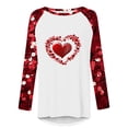 thumbnail image 4 of Penkiiy Ladies Round Neck 2025 Shirt Loose Long Sleeve Comfy Tshirt Valentine's Day Slim Plus Size Love Heart Printed Tops S Red, 4 of 5