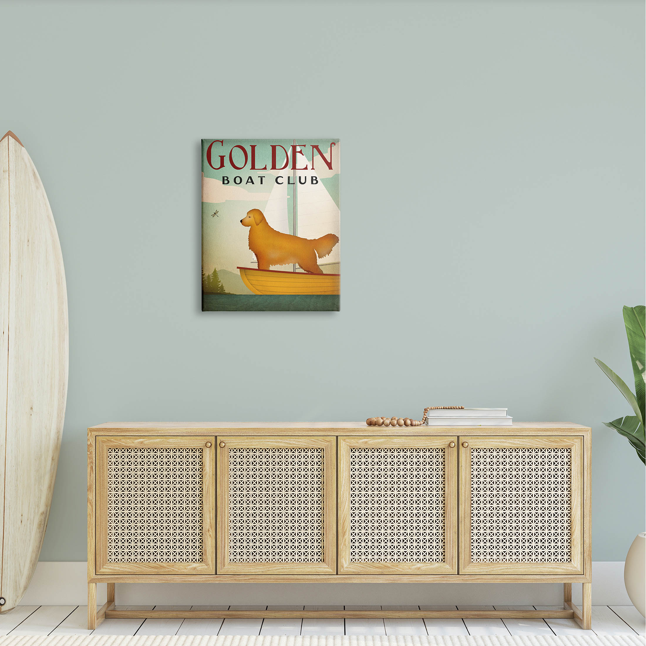 Stupell Industries Boat Club Dog Sailing Graphic Art Gallery Wrapped Canvas Print Wall Art, Design by Ryan Fowler