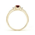thumbnail image 2 of ANGARA Natural Classic Oval Ruby and Diamond Three Stone Engagement Ring in 14K Yellow Gold for Women (Size-6x4mm) | July Birthstone, Birthday, Anniversary, Jewelry Gift for Women | Natural Ruby Ring, 2 of 8