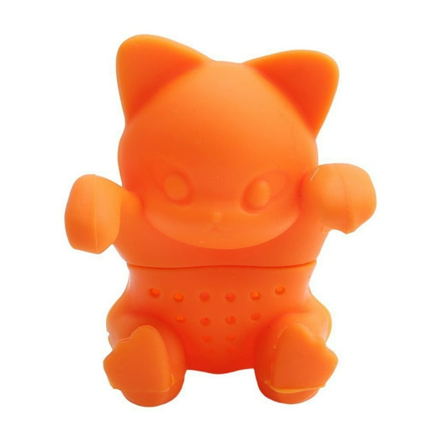 Tea Infuser Herbal Tea Filter Silicone Strainer Funny Cat-shaped Tea Infuser for Loose Tea leaves(Orange)
