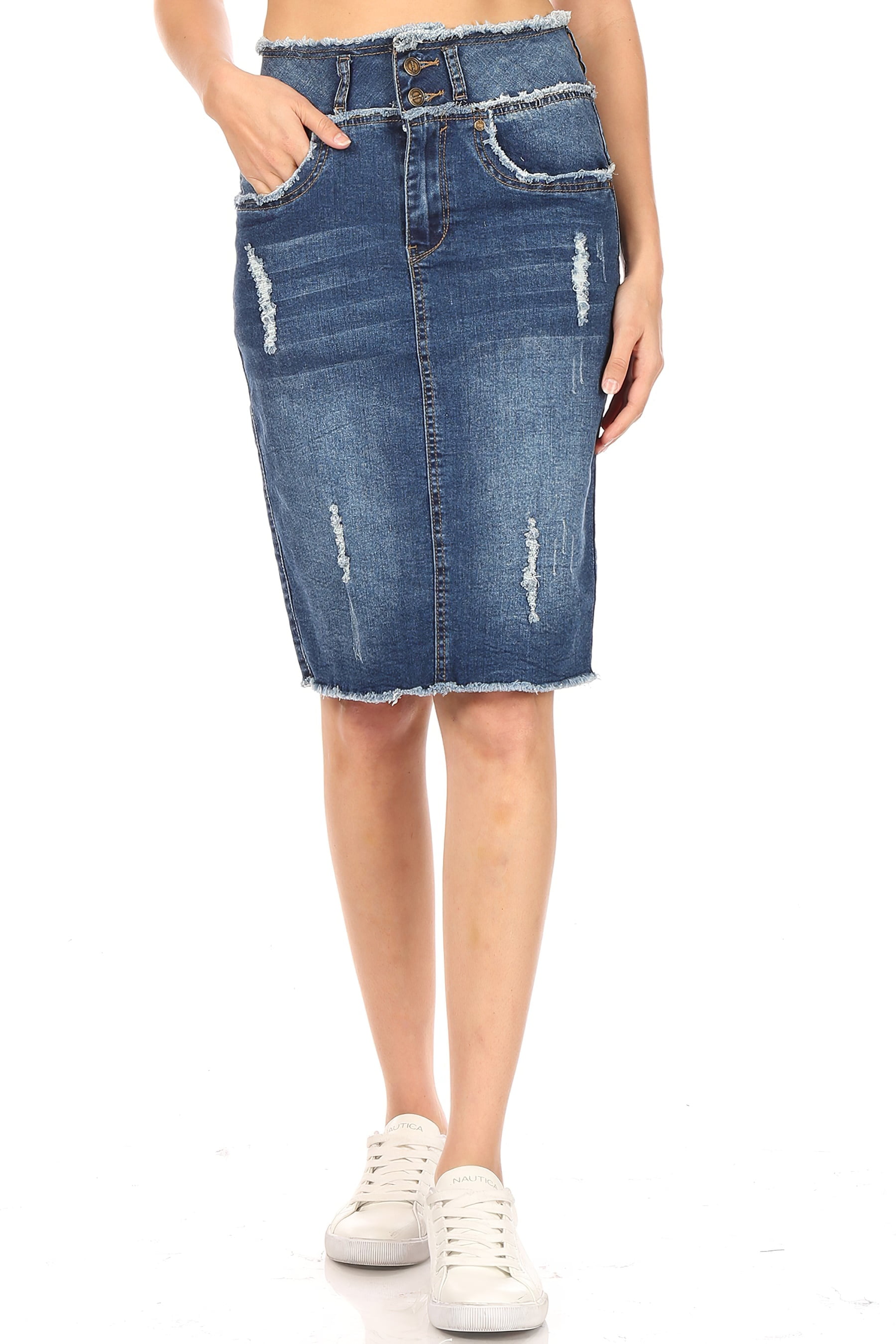 fitted denim skirt