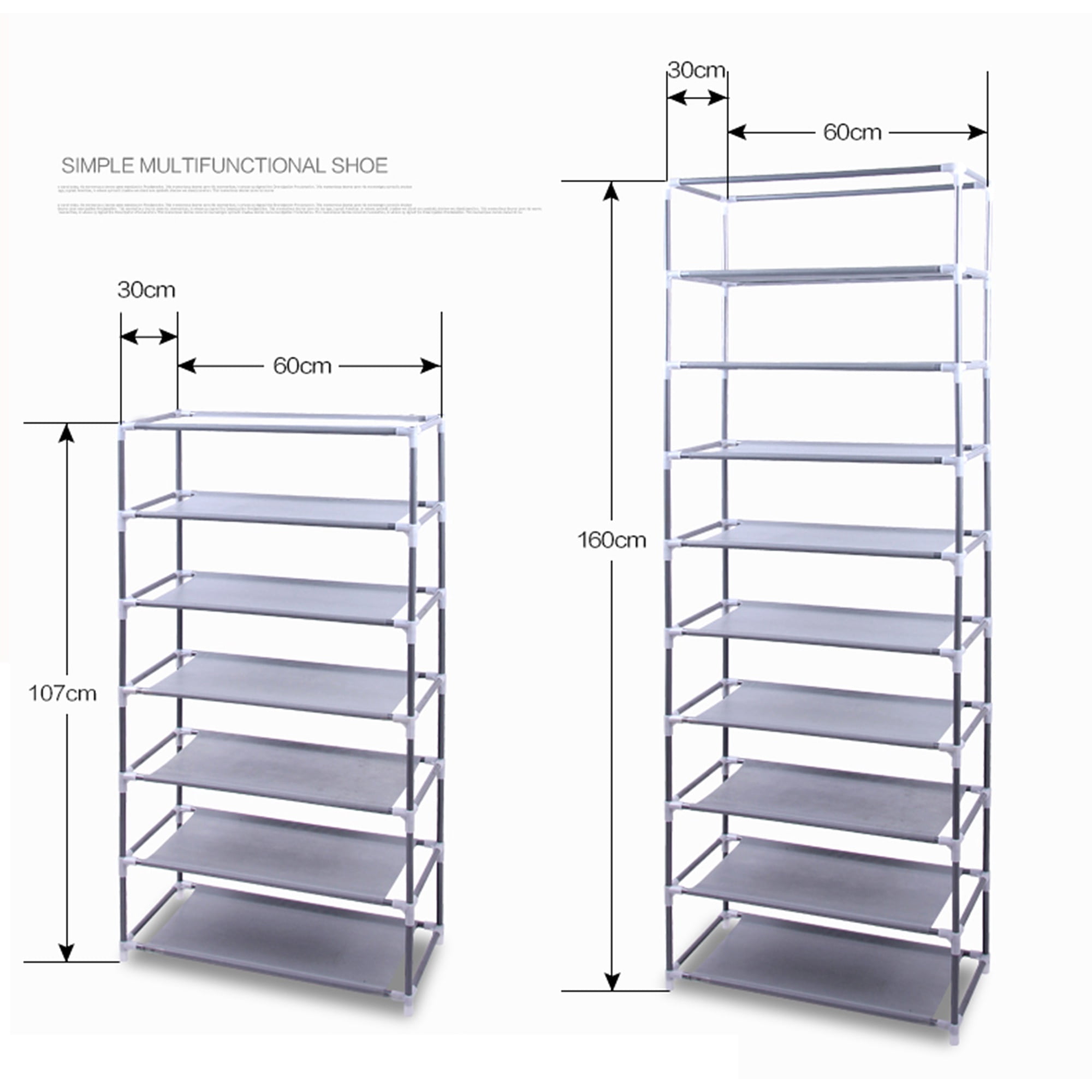 Shoes Rack with Cover, paproos 10 Tier Shoes Organizer, Fabric Sneaker Rack with Dustproof Nonwoven Fabric Cover, Room-saving Shoe Storage Cabinet for Entryway, Free Standing Tall Shoe Holder, Coffee