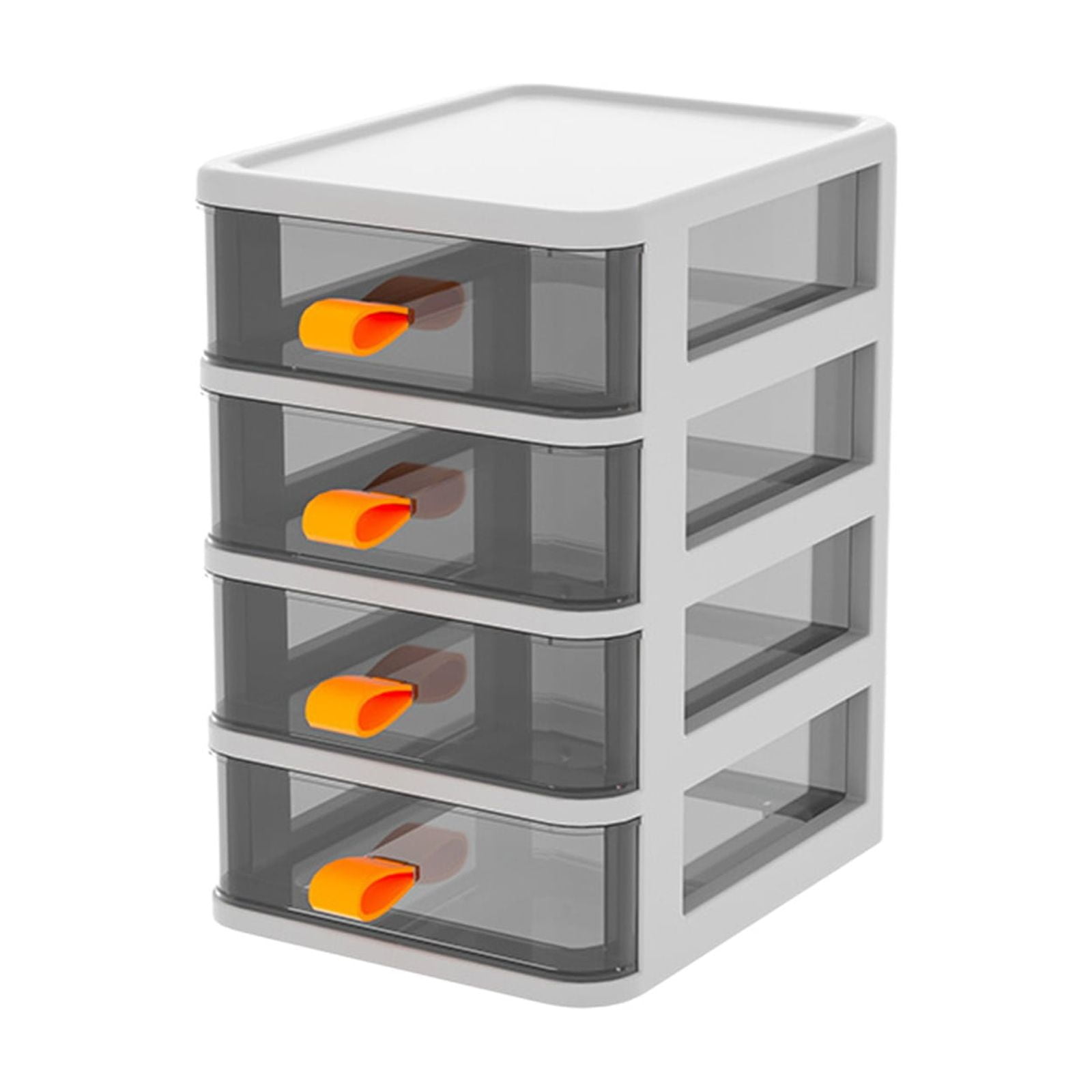 Under $10 Desk Organizer Plastic Storage Cabinet Small Drawer Storage Box for Home Office Supplies(White, 4-Tier)