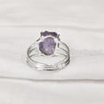 thumbnail image 5 of Natural Amethyst Ring, Rough Amethyst Gemstone Ring, February Birthstone, 3 Plain Band, 925 Sterling Silver, Womens Ring, Christmas, Thanksgiving, Handmade, Statement Jewelry, Rough Gemstone Jewelry, 5 of 5
