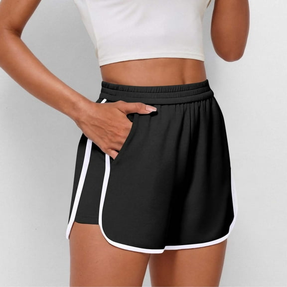Bzhegqhd Women's Loose - Fit Solid Color Thin Shorts Elastic Waist, Casual & Sports Wearable for Versatile Use