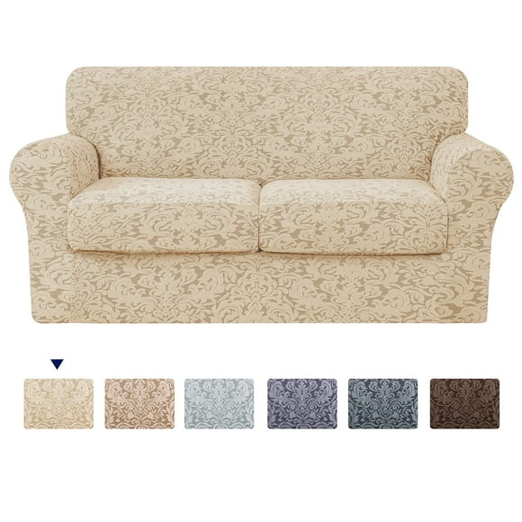 Subrtex Sofa Cover Stretch Jacquard Damask Sofa Cover with 2 Separate Seat Cushion Cover