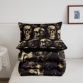 thumbnail image 5 of Homewish Sugar Skull Full Size Comforter Sets,Skeleton Halloween Bedding Comforter Set,Cream,Black Reversible,3-Piece,1 Comforter and 2 Pillowcases, 5 of 7