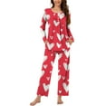thumbnail image 2 of BiZtdJrK Womens Pajamas Set Long Sleeve Button Up V Neck Pullover Tops and Pants 2 Piece Lounge Outfits Valentine's Heart Print Sleepwear Pink XXL, 2 of 8