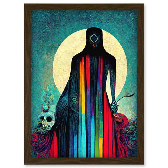 Death Tarot Card Skull Rainbow Illustration Artwork Framed Wall Art Print A4