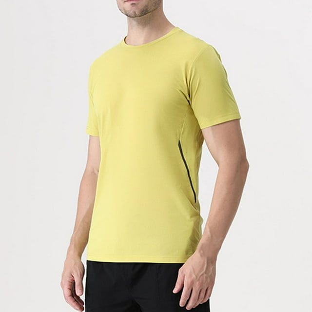 pstuiky Camisa de manga corta para hombre, Camiseta deportiva elástica transpirable de color sólido, informal, de manga corta y cuello redondo para hombre camisas casuales para hombre xxl