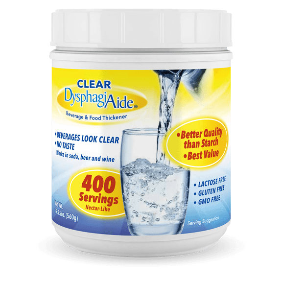 Clear DysphagiAide Thickener, 400 Serving (19.75 oz) Jar, Xanthan Gum Powder for all IDDSI Thickness Levels