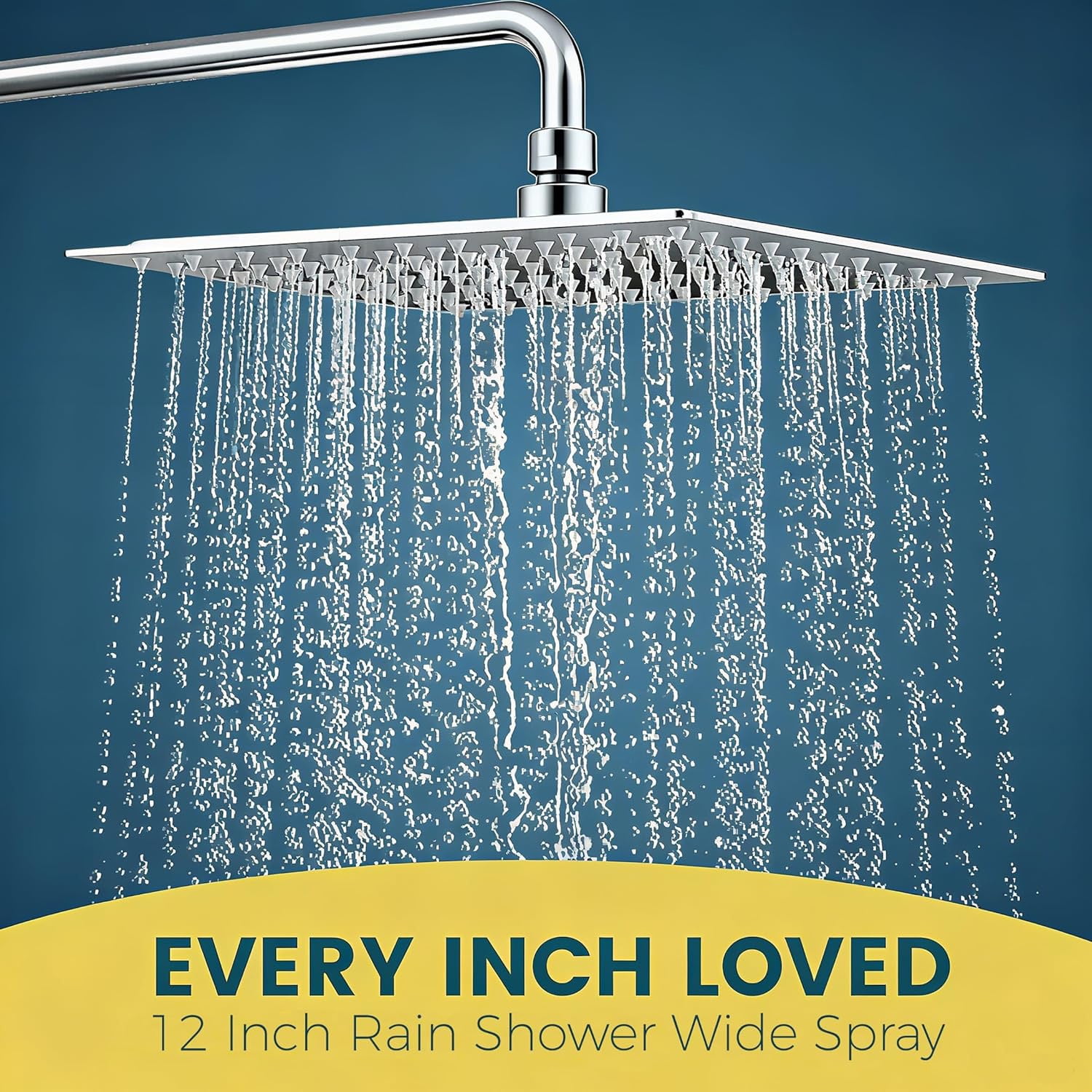 ROSYNEY 12 Inch Rain Shower Head with 8-Setting Handheld Spray Combo, Metal Height Adjustable Shower Arm, Slide Bar with Holder, Stainless Steel Hose, Chrome