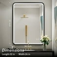 thumbnail image 5 of FTOTI 24x32 inch LED Bathroom Mirror - Anti-Fog, Dimmable, Black Metal Frame, Wall Mounted Vanity Mirror with Lights, 5 of 8