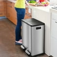 thumbnail image 7 of 16 Gallon Stainless Steel Dual Compartment Combo Step Pedal Trash Can and Recycle Bin Silver, 7 of 7