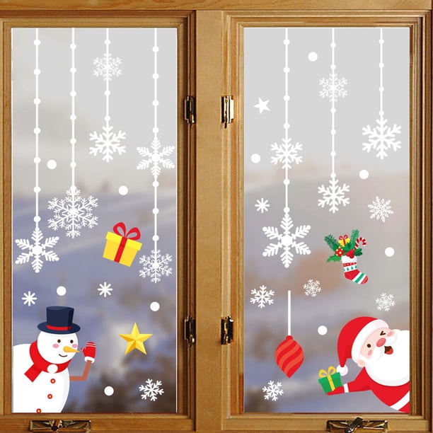 Decoración navideña Árbol de Navidad Ancianos Muñeco de nieve Copo de nieve Pegatina estática Combinación Decoraciones navideñas familiares Wmkox8yii fhajkh3454