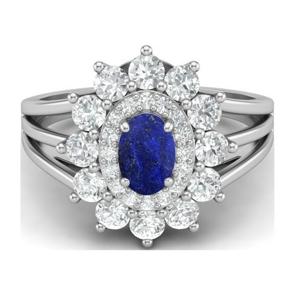 4.03 Ctw Oval Natural Lapis 925 Sterling Silver Solitaire Women Valentines Day Gifts Ring