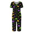 thumbnail image 4 of Halloween Pajama Sets for Women 2 Pieces Pajamas Funny Pumpkins Print Short Sleeve Tops and Capri Sets Halloween PJs Sleepwears, 4 of 6
