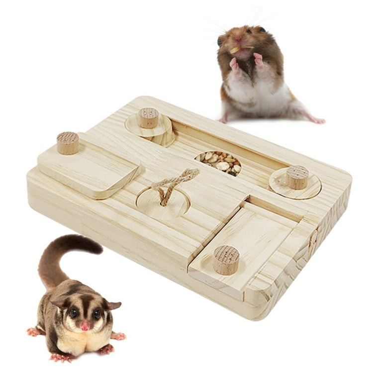 Guinea Pigs Wooden Puzzle Feeders Funny Foraging Training Toy for