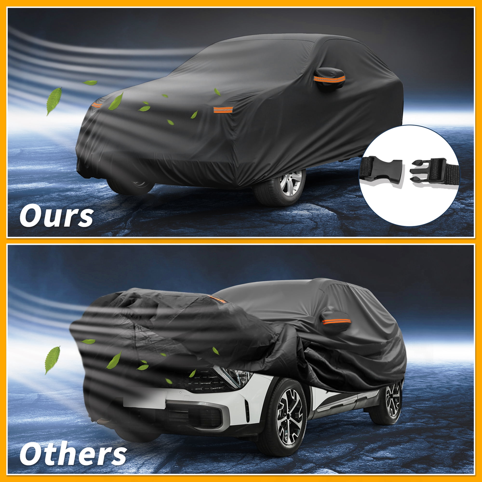 Unique Bargains Car Cover Black 183.07"x57.09"x56.3" for Kia Sportage 2010-2025