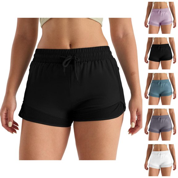 Athletic Shorts for Women 2026 Summer Lightweight Elastic Waist Drawstring Workout Yoga Running Shorts with Pockets