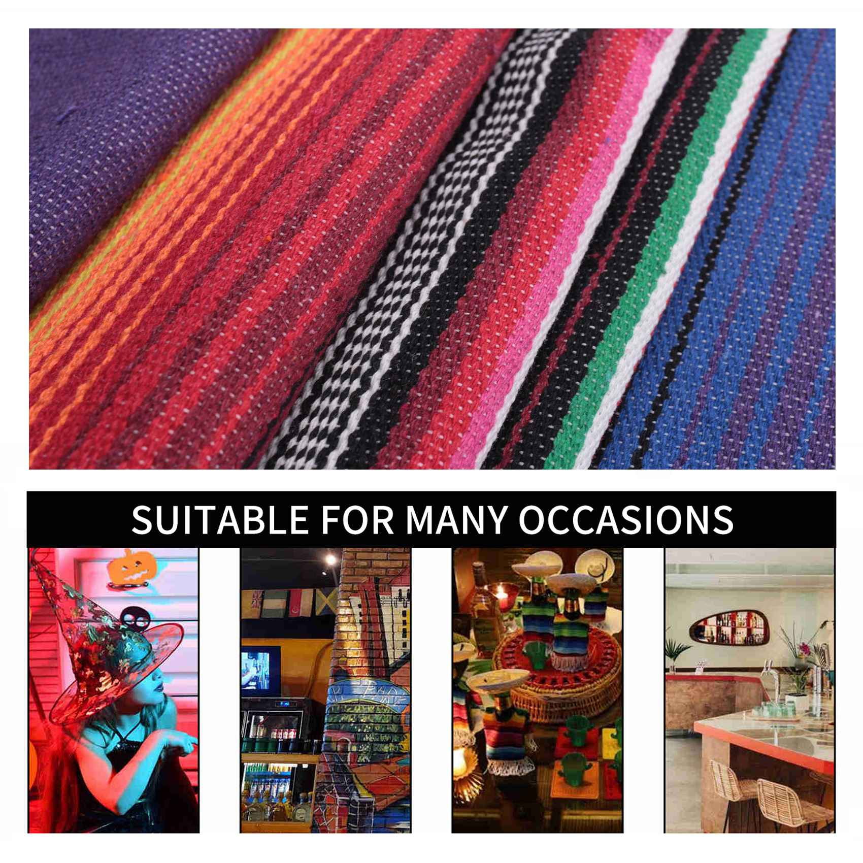 Hooqict Lot De 2 Chemins De Table Mexicains Pour Décorations De Fête à Thème Mexicain Cinco De Mayo Fiesta Party Mariage 35,6 X 213,4 Cm En Coton