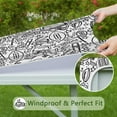 thumbnail image 6 of Black White Football Elements Pattern Square Fitted Tablecloth with Elastic Edge,Square Table Cover,Washable Elastic Table Cover for Home Kitchen Party Decor 34"x34", 6 of 6