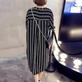thumbnail image 4 of Women's Striped Summer Short Shirt Dress Plus Size Loose V Neck Button Blouse Dress M-5XL, 4 of 5