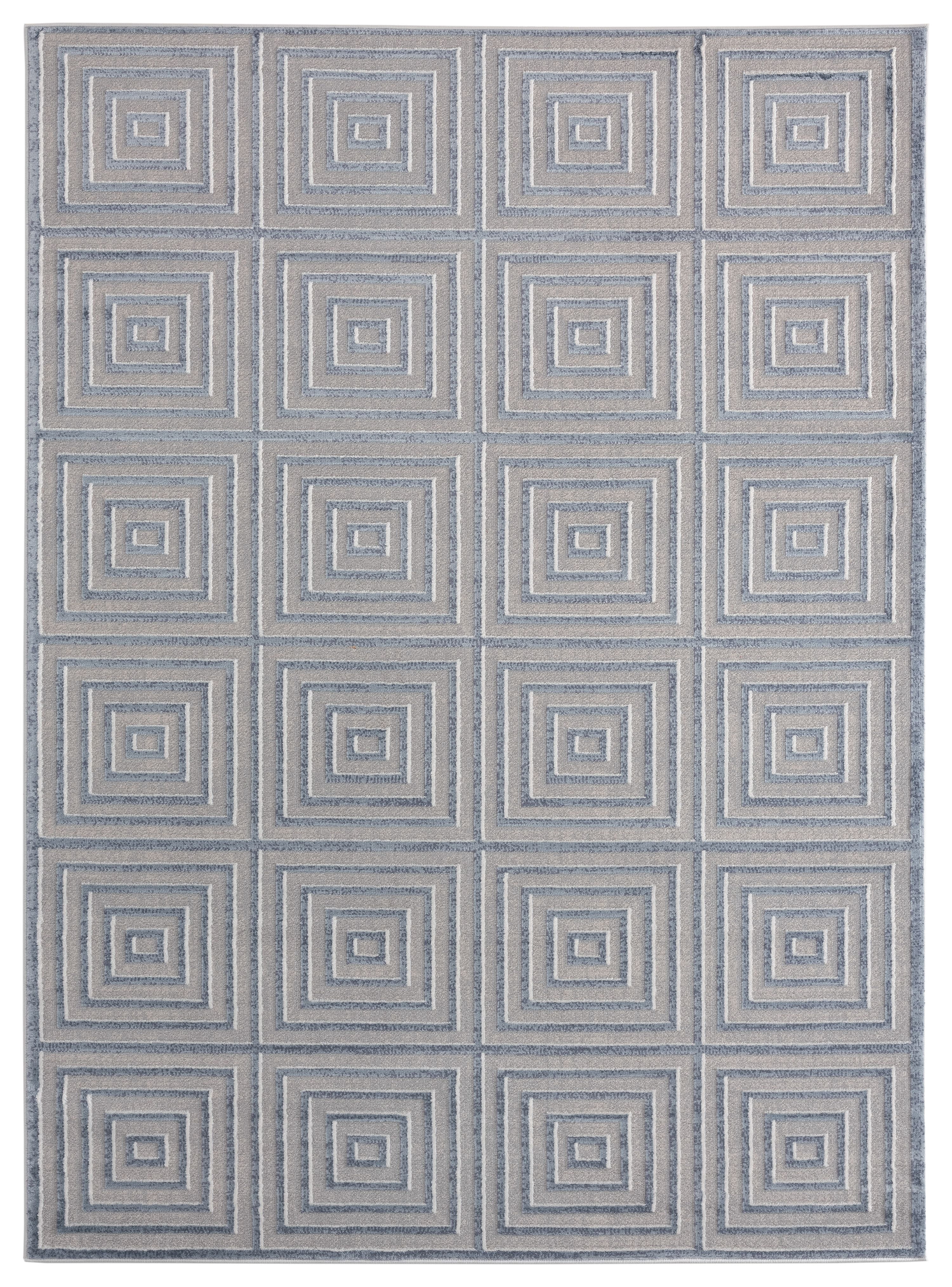 United Weavers Rasbora Piraya Contemporary Geometric Accent Rug, Blue/Grey, 1'11" x 3'