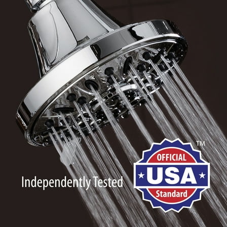 AquaDance 4 Inch Chrome Shower Head 6 Settings Adjustable Model 3305