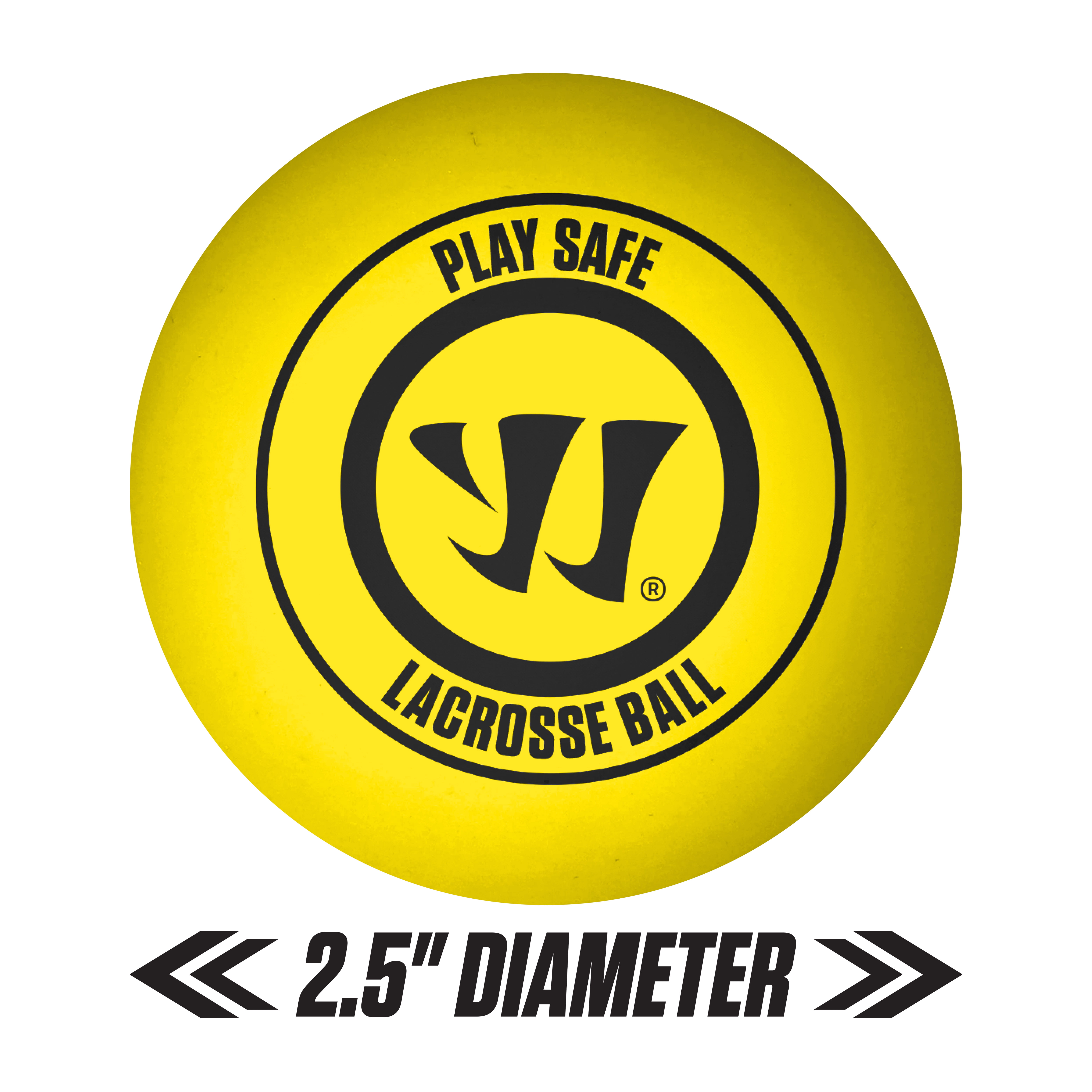 Warrior Recreational Lacrosse Ball - Yellow - Play Safe Rubber Full Size 2.5" Ball