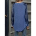 thumbnail image 2 of Women'S Stripe Tunic Tops Casual Long Sleeve Shirts Round Neck Pullover Blue S, 2 of 7