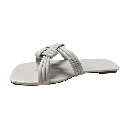 

CYMMPU Women s Slippers Women s Leisure Vacation Wear Woven Open Toe Flat Bottom Beach Cool Slippers
