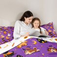 thumbnail image 4 of Feelyou Cartoon Magic Witch Dog Twin Bedding, Cute Ghost Pumpkin Bedding Comforter Set, Purple, Halloween Reversible, 7-Piece, 4 of 7