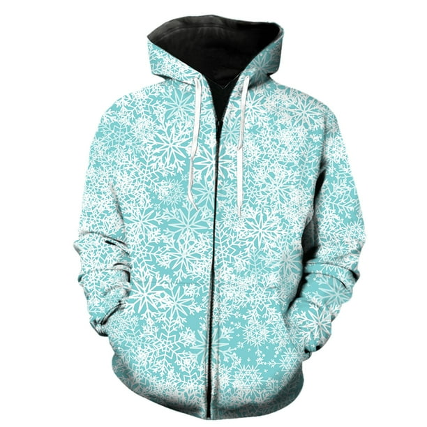 Sudadera con capucha y cremallera para hombre, con estampado de copos de nieve de invierno, de gran tamaño, genial, gran oferta 2024, hip hop, divertida, informal, primavera, moda, estampado 3D para a