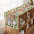 thumbnail image 6 of Table Runners 70 Inches Long Dress Scarves, Happy Easter Farmhouse Coffee/Dining/Kitchen Table Decor, Holiday Table Runner, Gnomes Rabbit Flowers Green Check Wooden 13x70 Inch, 6 of 9