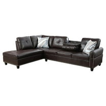 Star Home Living Corp Yolanda Faux Leather Sectional Sofa in Dark Brown