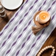thumbnail image 3 of Purple Grey Striped Table Runner 70 Inches, Modern Abstract Geometric Stripes Bed Runner Dresser Scarves Tabletop for Indoor Outdoor Parties/Ceremony/Banquet, 13" x 70", 3 of 9