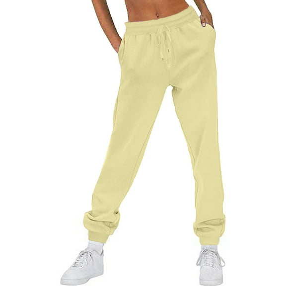 Travel Pants Fleece Sweat Pants for Womens Sweatpants Women Straight Legs Winter Sweatpants Ndbuld Women Casual Trousers And Trousers Plus Velvet Running Fitness Sports Pants Beige XL
