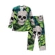 thumbnail image 1 of Fotbe Skull and Palm Leaves Pijama de Hombre con Estampado de Manga Larga, Conjunto de 2 Piezas, Ropa de Dormir Suave y Cómoda con Bolsillos-X-Large, 1 of 7